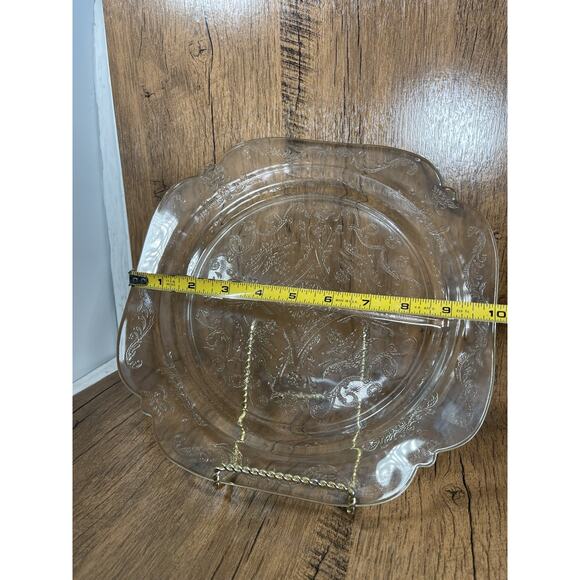 Vintage Clear Depression Glass Divided Plate Madrid Square 10" Serving Dish - Picture 2 of 4